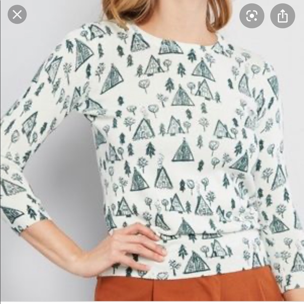 ModCloth Cozy Locales Sweater Novelty Cabin Print